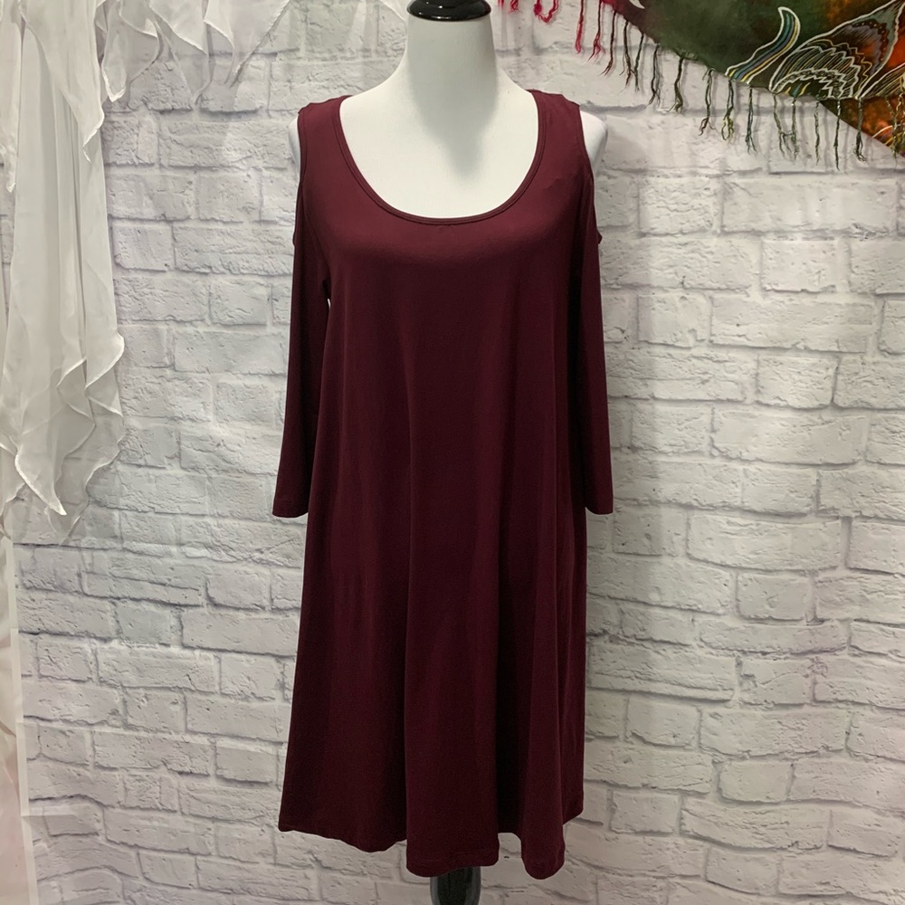 🆕 Mudd Merlot 3/4 Sleeved Cold Shoulder Dress XL